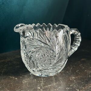 Antique J D Bergen American Brilliant Cut Pinwheel Creamer